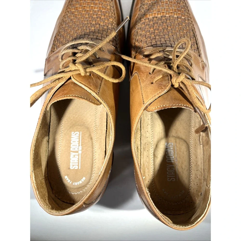 Stacy Adams Winthrop Moc-Toe Oxford Brown Leather Dress Shoes Men's 11 Lace-Up‎